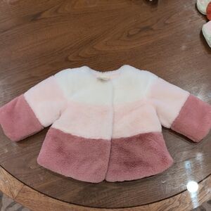 First Impressions Pink and White Faux Fur Jacket